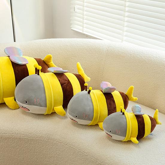Shark Bee Plush Plushies Doll 2-in-1 Cross-dress Doll Hug Soft Cushion Soothing Pillow Companion Toy Stuffed