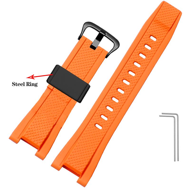 26*14mm Soft Rubber Watchband Replacement for Casio G SHOCK GST-B100/S300/410/210/W110/W100/S110/S100 Silicone Band Men Strap
