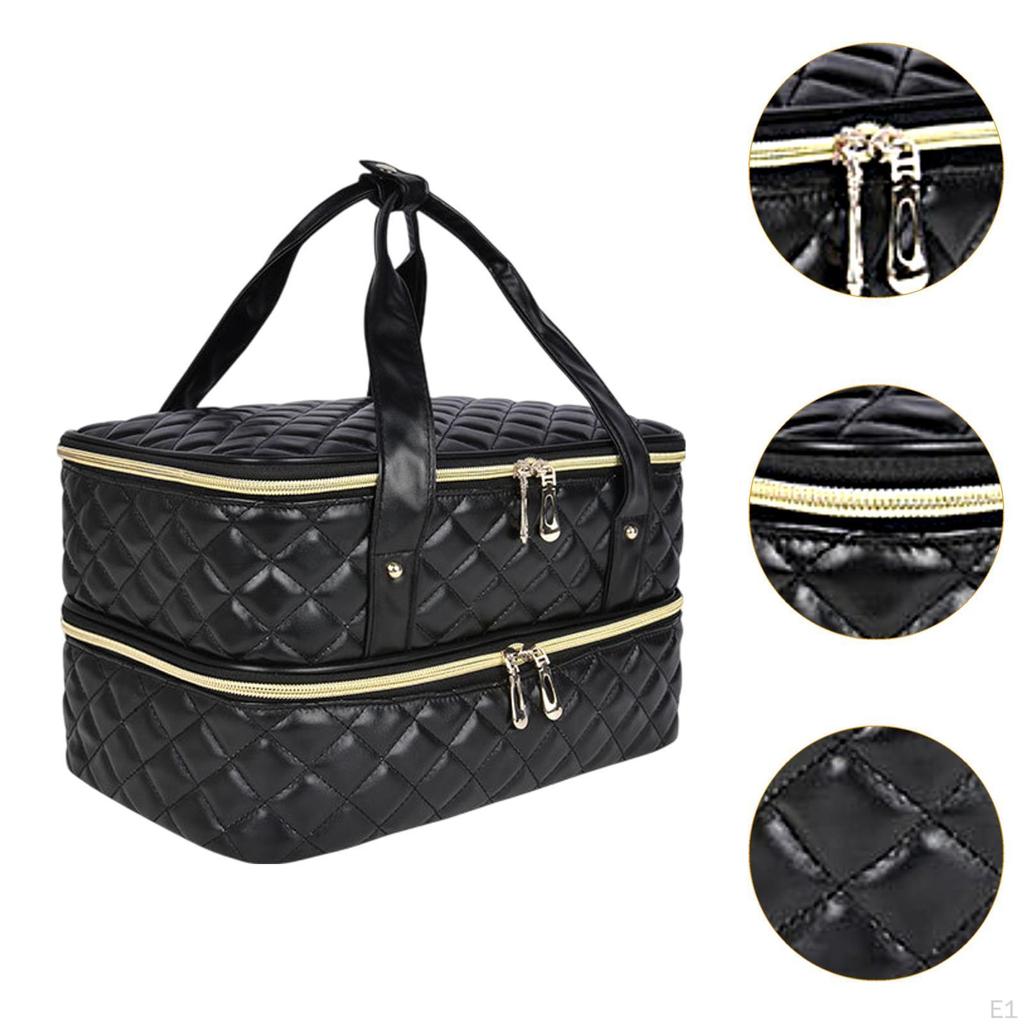 Nagellack Organizerväska Dubbla Lager Rymmer 40 Flaskor Bärbar för