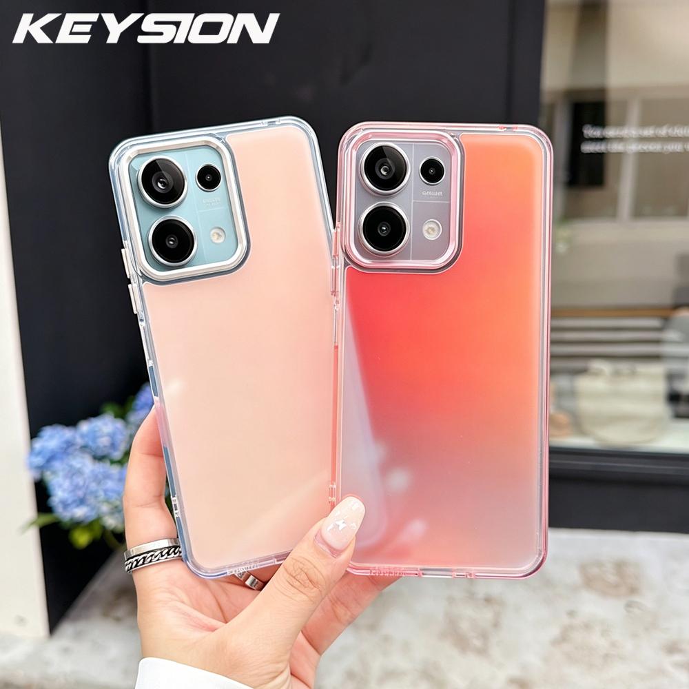 KEYSION Fashion Laser Gradient Colorful Phone Case for Xiaomi POCO M6 Pro Soft TPU+PC Shockproof Back Cover for POCO X6