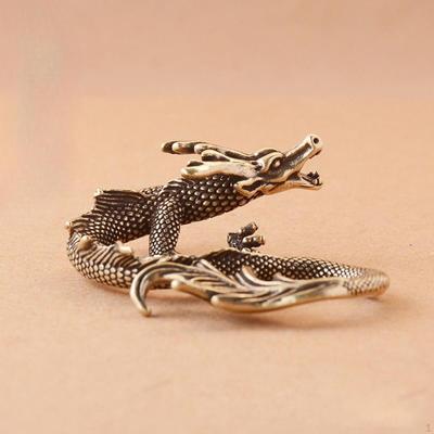 Chinese Dragon Statue Metal Figurine Miniature Tea Pet for Cabinet Bedroom