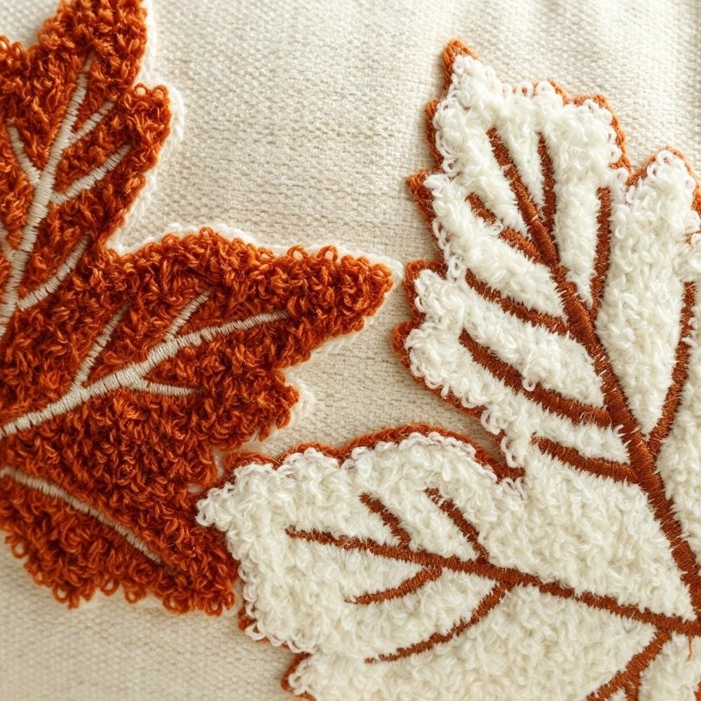 Chenille Throw Pillow Covers Maple Leaves Halloween Pillowcase Pillow Protectors Seasonal Decor