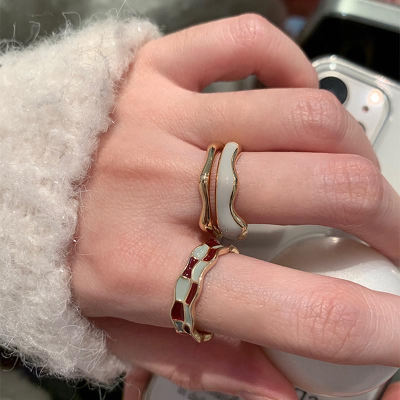 Geometric Chic Adjustable Copper Ring For Women In 2023 With Elegant Pattern Checkerboard