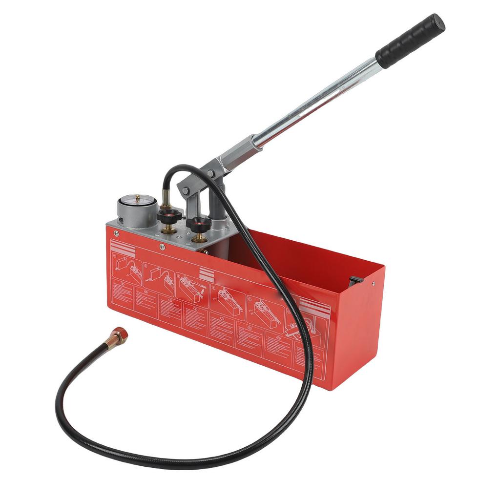 Hand Pressure Test Pump 50 Bar 5 MPa 726 Psi with 12L Tank Dual Valve System Manual Hydraulic Pressure Pump for Pipe