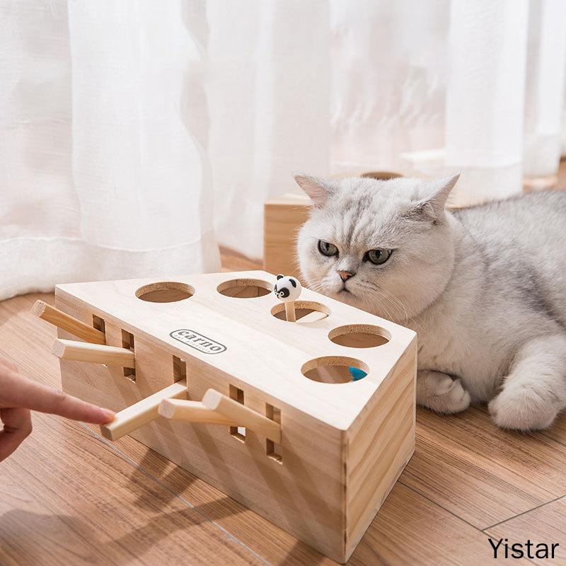 Buy Cat Hunt Toy Chase Mouse Solid Wooden Interactive Maze Pet Hit