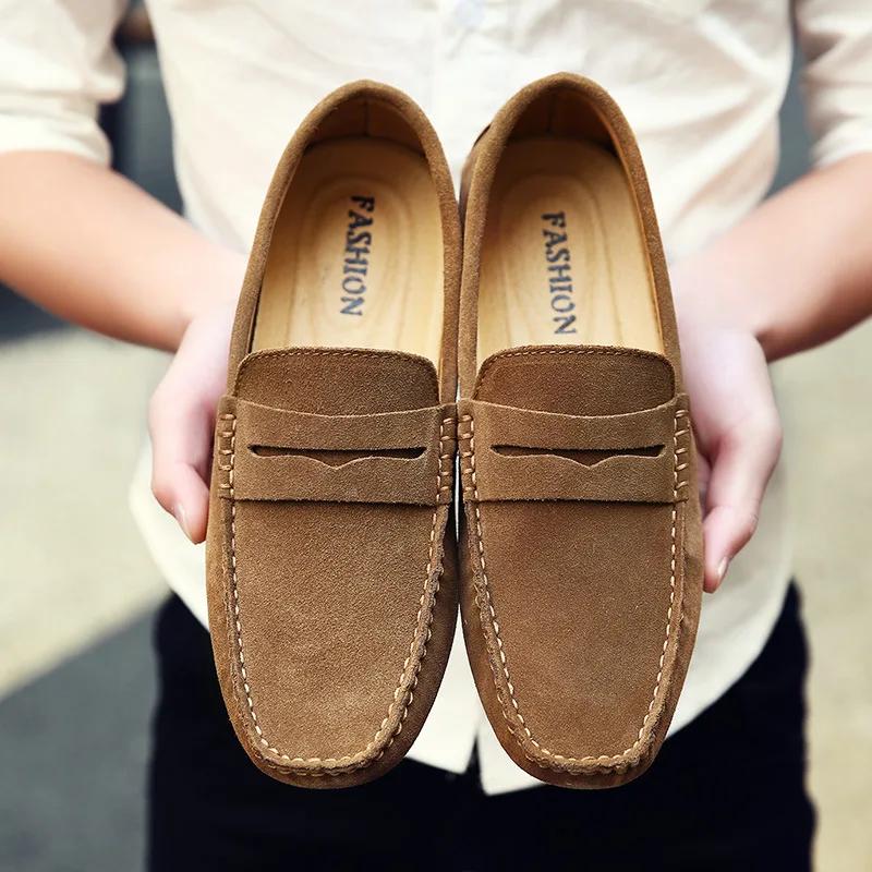 Leather Men Loafers Slip on Mens Casual Shoes Fashion Flats Male Driving Shoes Moccasins  New