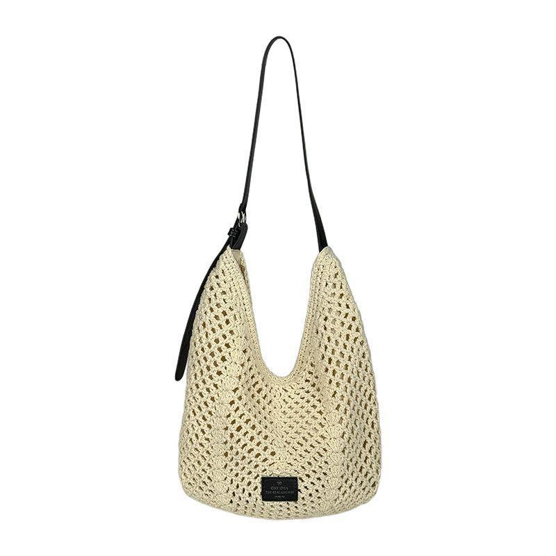 Holiday-style Hand-woven Tote Bag with Large Capacity, Suitable for Commuting, Single-shoulder Crossbody Bag