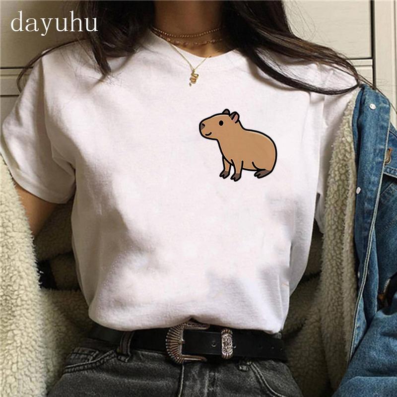 Funny 90s Capybara Tshirt Unisex Tshirt Capibara Cartoons Clothes Girl Capybaras T Shirt Female Casual Top Clothes