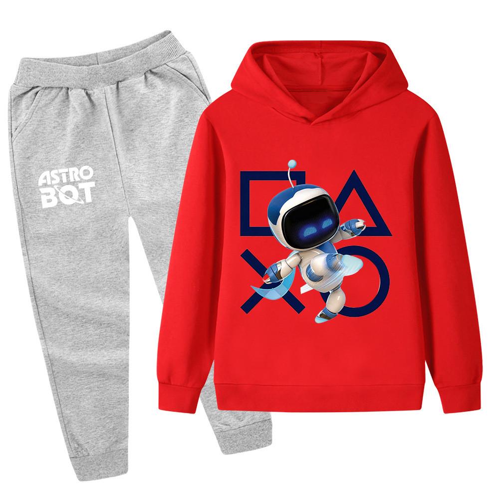PB1338 2pcs/set Kids Boys Girls Astro Bot Printed Long Sleeves Hoodie Trousers Clothes Sets