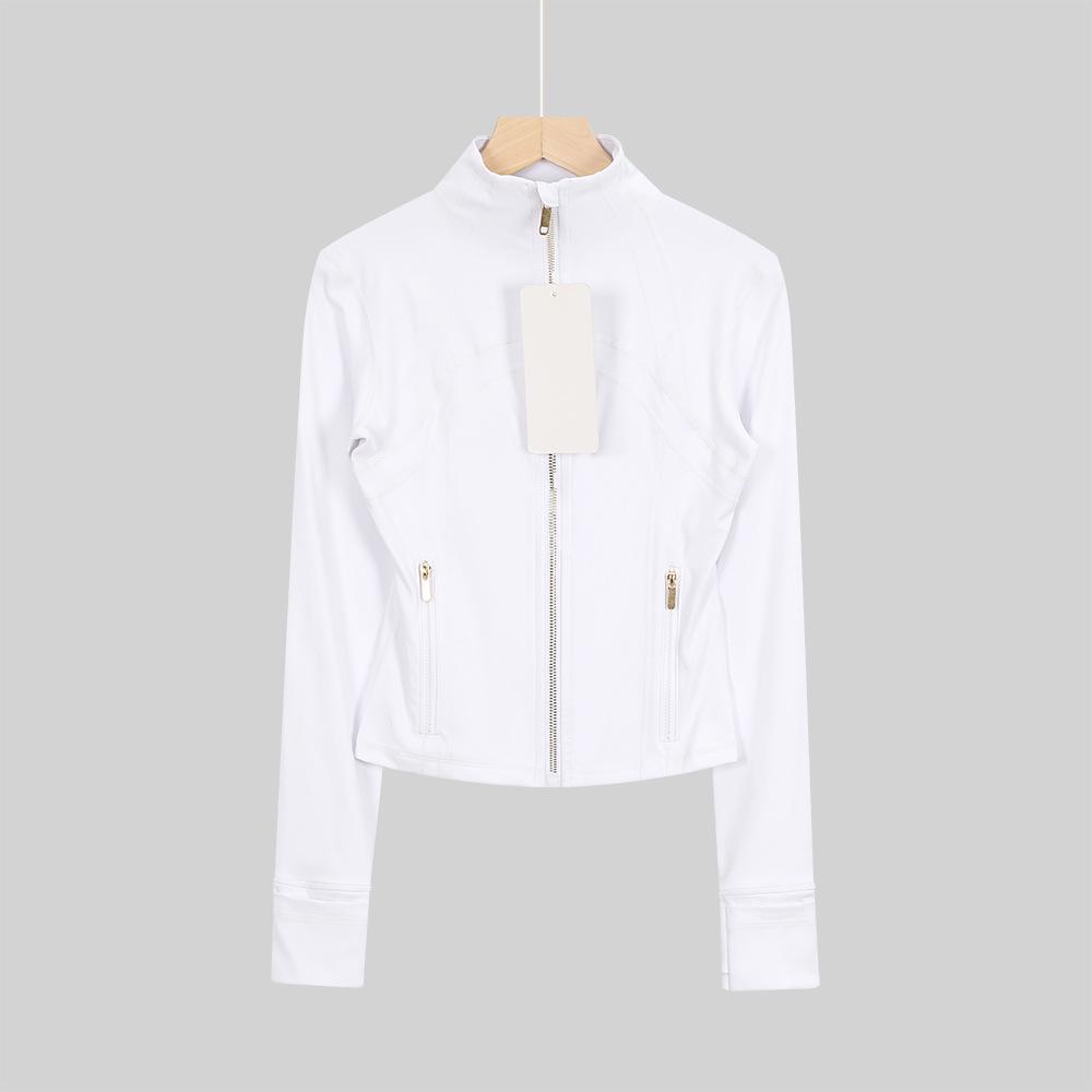 LULULACIE Women's Gold Zipper Stand-up Collar Slim Fit Sports Jacket