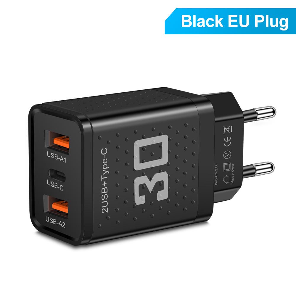 2.4A PD+2USB Travel Charger - US/EU/UK Plug