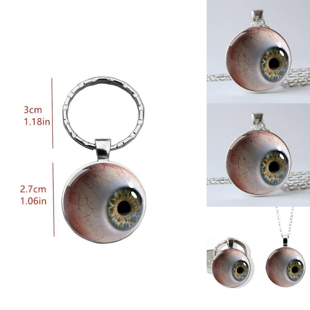 Bloodshot Eye 2d Flat Pattern Glass Pendant Keychain And Necklace For Gift Giving