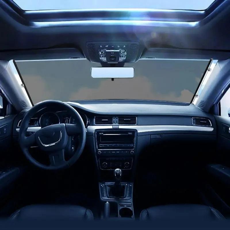 Car Windshield Sun Shade - UV Protection Retractable Sun Visor with Suction Cups, Foldable Automotive Front Window Sunscreen for Summer Heat