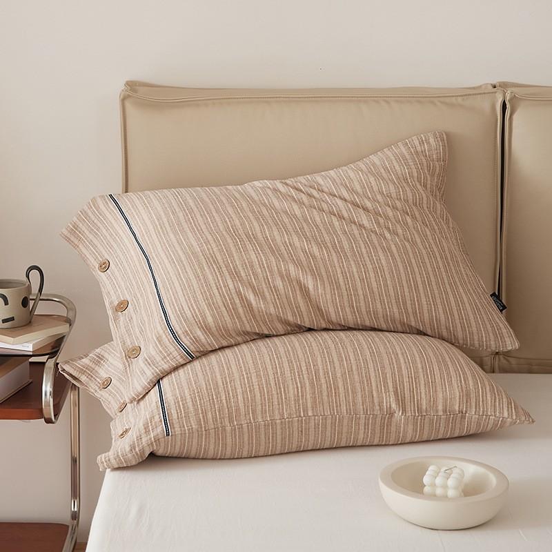 Soft Breathable Double Layer Cotton Pillowcase Set 48x74cm Single Bed Japanese Style