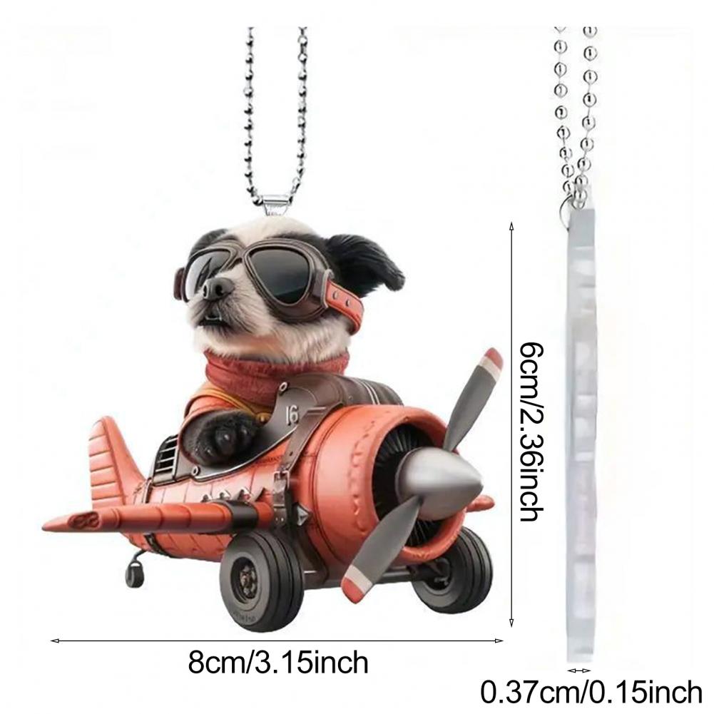 Airplane Dog Hanging Decoration Acrylic Animal Pendant 2D Flat Home Christmas Tree Car Rearview Mirror Puppy Hanging Ornament