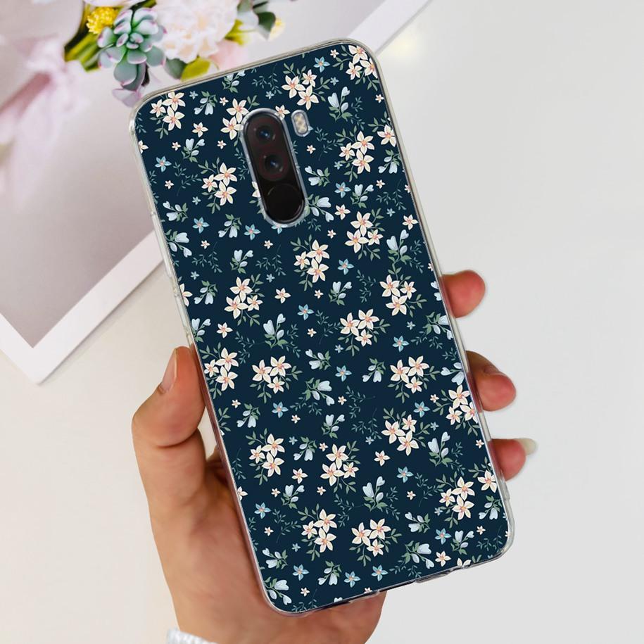 Para Xiaomi Pocophone F1 Funda Poco F1 Moda Flor Cubierta Silicona Suave Delgada Funda de Teléfono Para xiaomi Pocophone F1 Global F 1 Funda