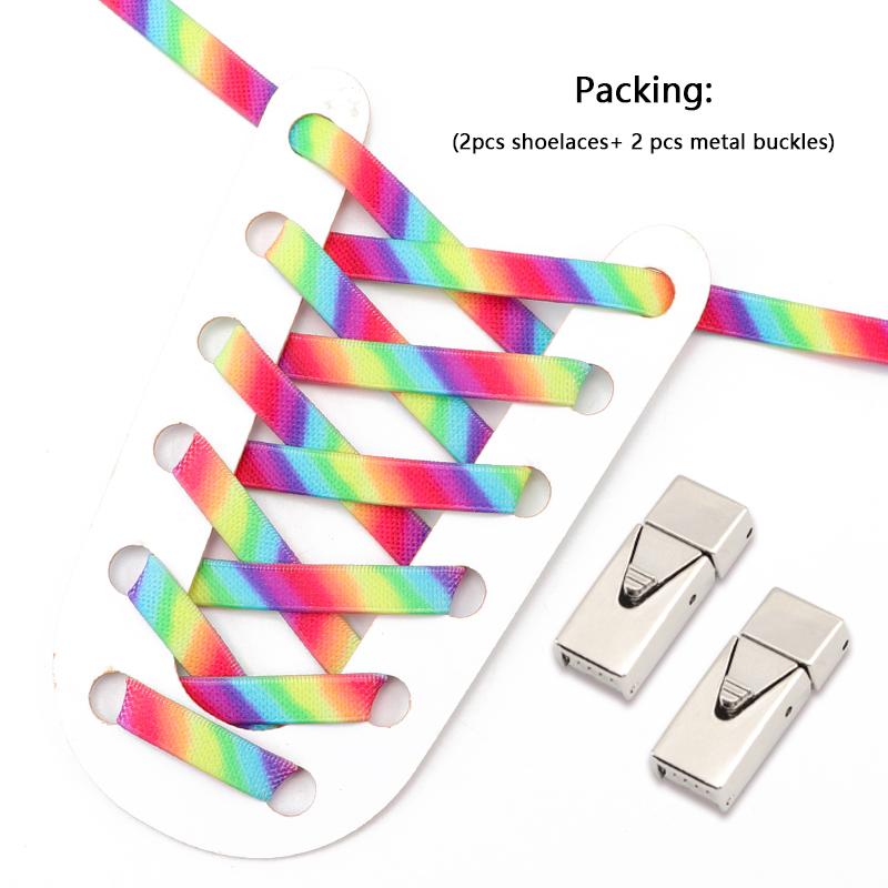 1 Pair Elastic Shoe Laces Rainbow No Tie Shoelaces For Sneaker Men And Women Fashion Leisure Lazy Shoes Lace Rubber Band