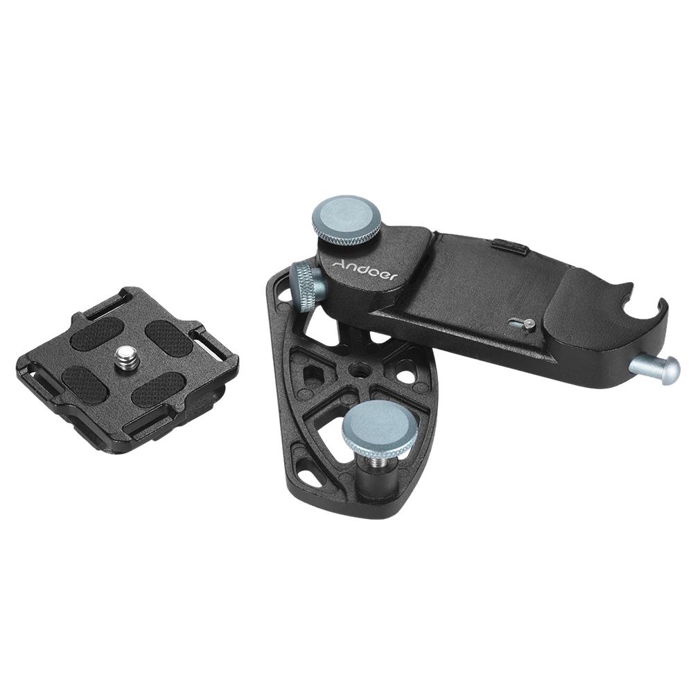 Andoer Clip di montaggio con pulsante con fibbia per cintura in vita per fotocamera a sgancio rapido in metallo per Canon Nikon Sony