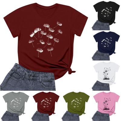 Dam Rundhalsad Casual Tryckt Kortärmad T-shirt Topp