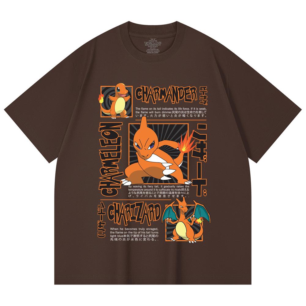 230 Gsm 100% Cotton Pokemon V5 Charmander Print Unisex Heavy Cotton T Shirt