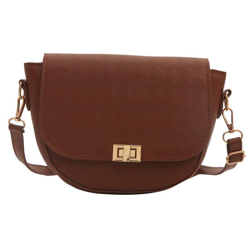 Стильная летняя новая ретро однотонная фактурная шикарная стеганая сумка через плечо в форме седла коричневый