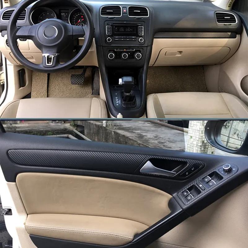 Car-Styling 5D Carbon Fiber Car Interior Center Console Color Change Molding Sticker Decals For Volkswagen VW Golf 6 GTI MK6 R20