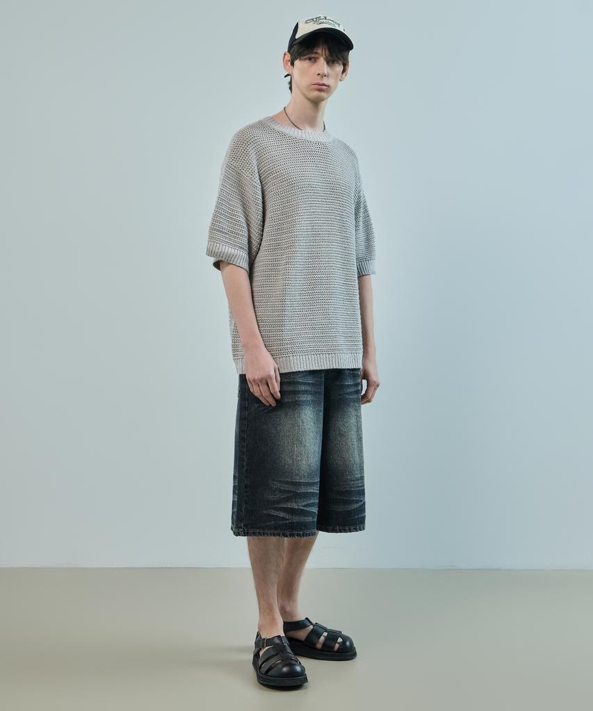LOGSTORE Crew Neck Mesh Round Knit