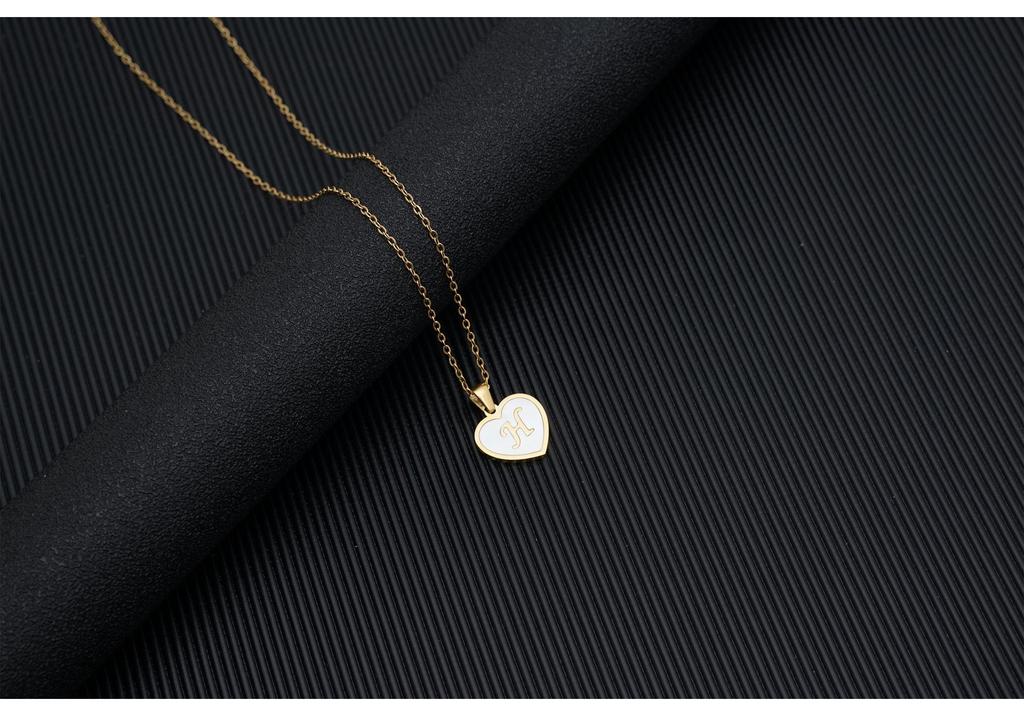 Gold Shell Pendant Necklace with English Alphabet - European & American Trend In Titanium Steel Chain