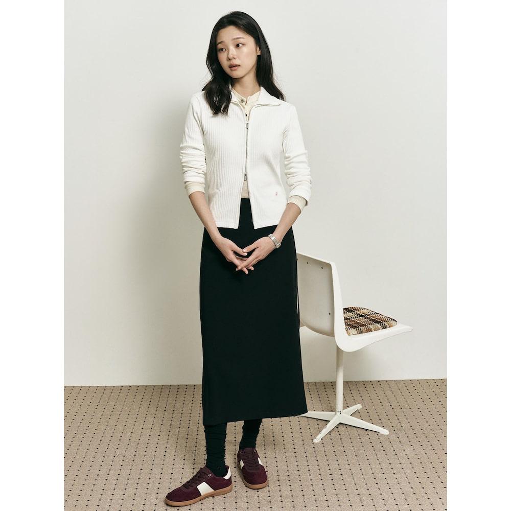 Binpolleidiseu [B. My] Ribbed Two-Way Collar Zip-Up Ivory (Bf5841N010)