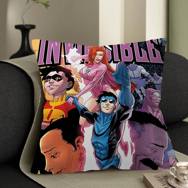 Superhero Series I-Invincible Movie Pillow Covers Cartoon Sofa Decorative Home Double-sided Printing Short Plush Cute Cushion