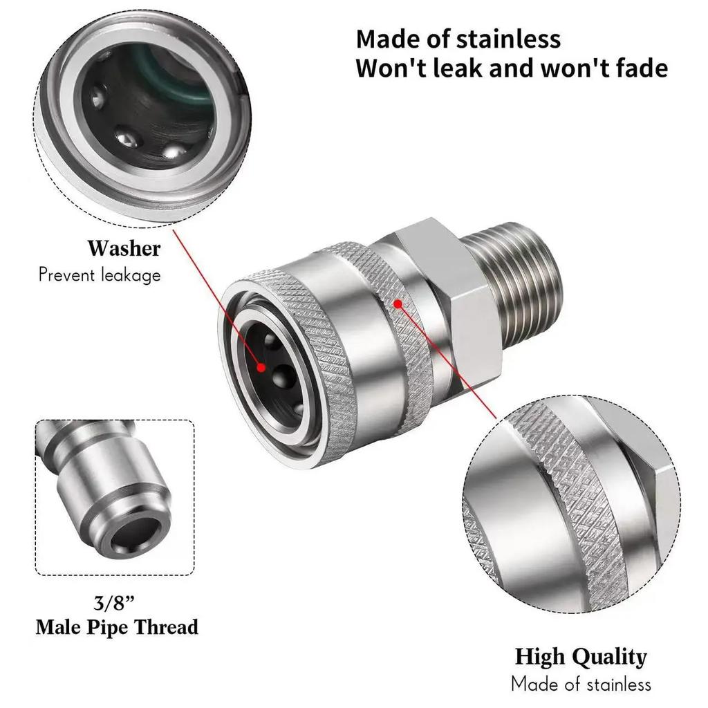 High Pressure Car Wash Water Gun Water Pipe Stainless Steel Quick Connector 3/8 Pipe Joint Car Wash Machine Water Gun