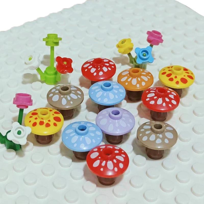 Non-Toxic 30Pcs Colored Mushrooms Small Building Block Flower Stem Plant Landscape Farm Ornament Compatible With Lego Garden 12992 4740