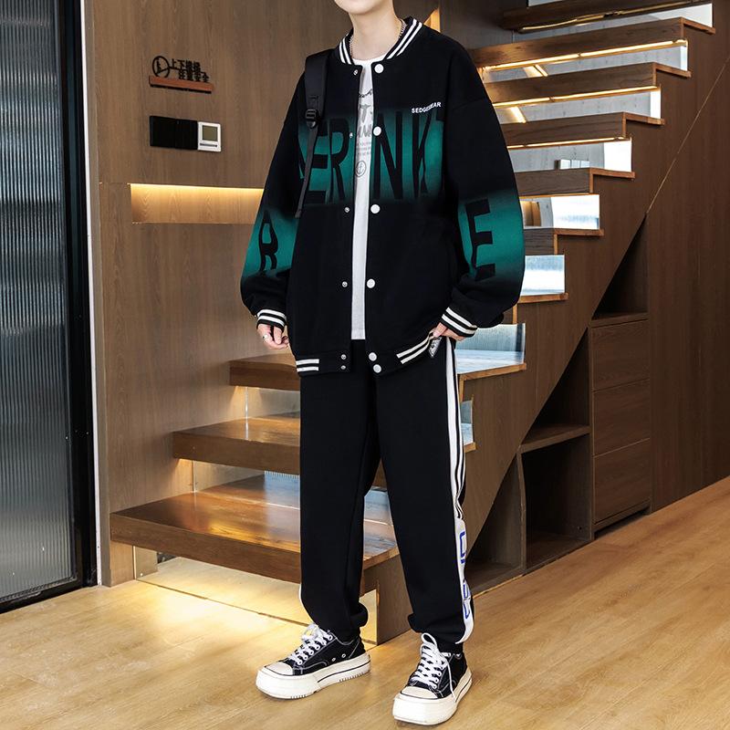 

Осень Новый Спортивный Костюм Мальчики Бейсбольная Куртка Большие Мальчики XXXL чёрный