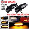 2Pcs Led Dynamic Turn Signal Lights Sequential Yellow Lights Black Shell Side Mirror Reflector Compatible For Volvo C30 S80 S40 V70 S60