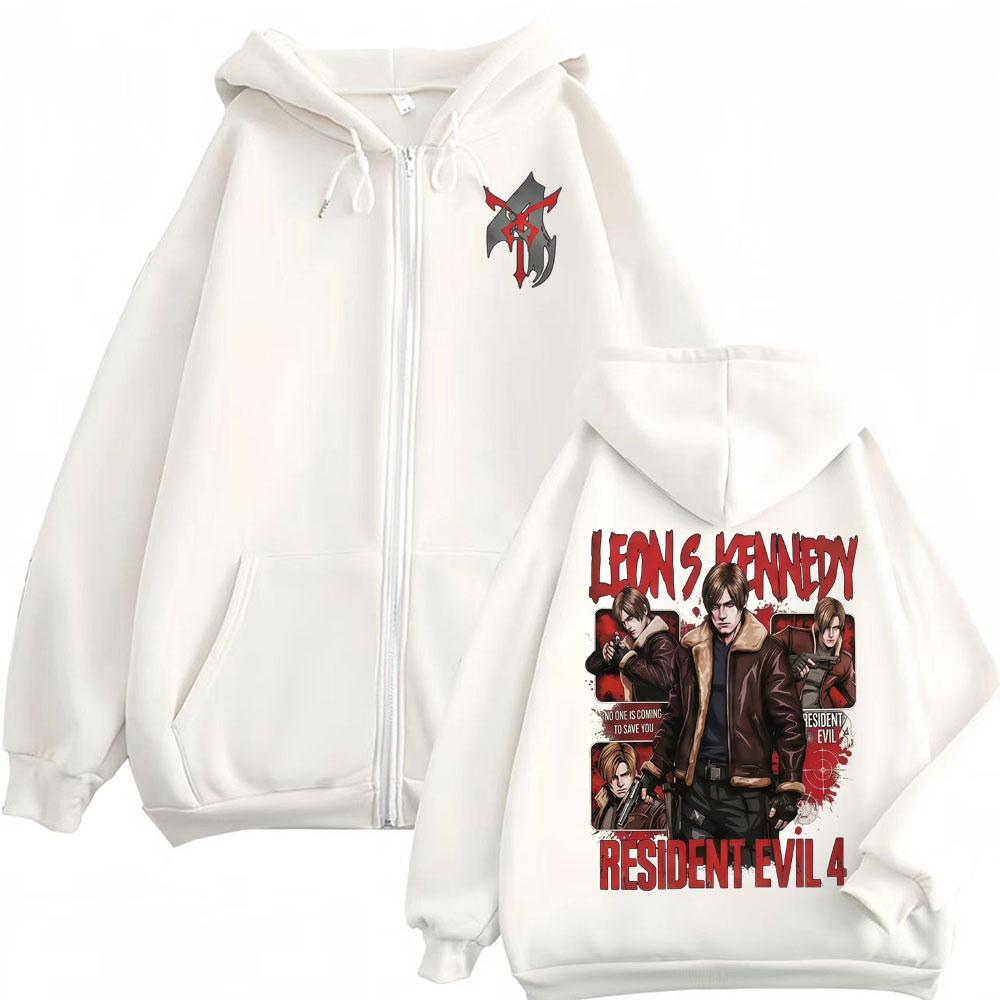 Leon Kennedy Zip Up Hoodie Resident Evil Requiemm Gamer Gift Zipper Hoodies Men's Women Sweatshirt Coats