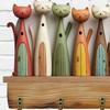 Kleurrijk Kattenpatroon Sleutelhaak Houten Sleutelhangerhouder Handige Wand Sleutelhouder Veranda Decoratie