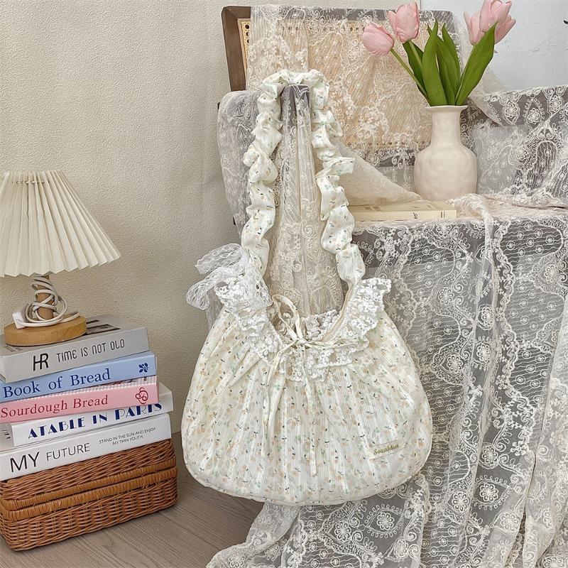 

5 цветочный плиссированный плечевой ремень кружевной бант литературная розовая сумочка для поездок под мышку сумка-мессенджер