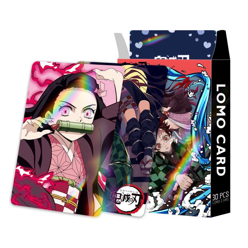 Demon Slayer Double-Sided Laser Flash Cards - 30 Boxed LOMO Anime Cards