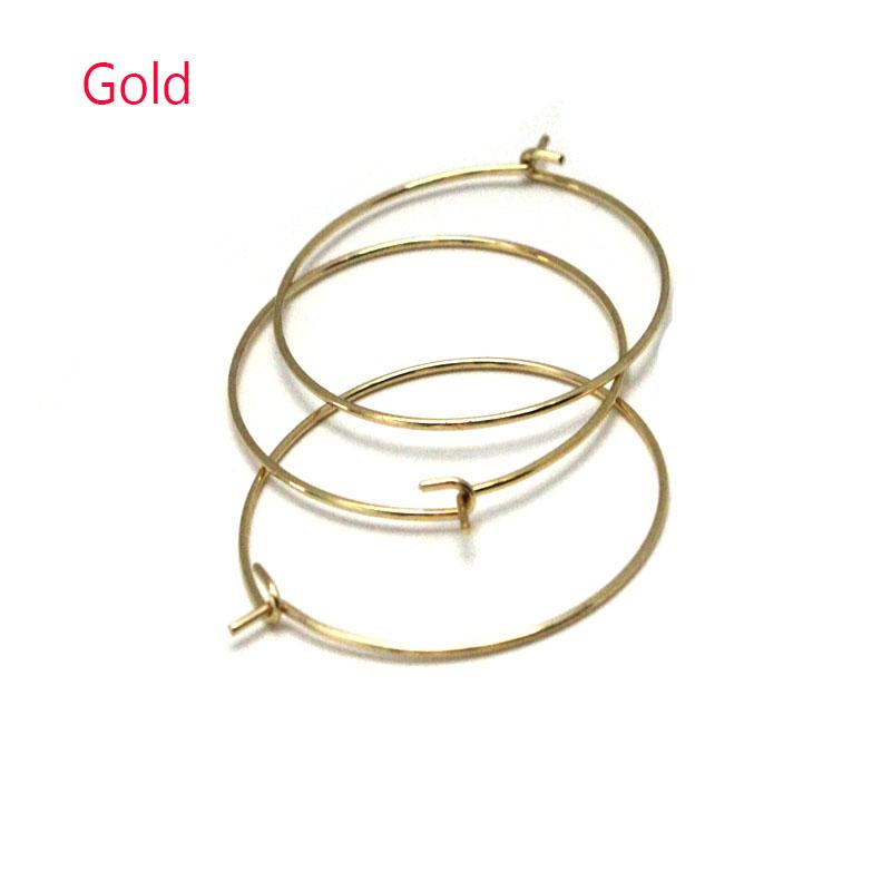 20pcs Stainless Steel Black Gold Color Hoop Earrings Findings Big Circle Ear Wire Earrings Clasp For DIY Jewelry Making Supplies