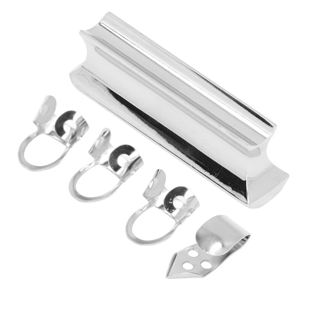 Guitar Slide Tone Bar with Thumb and Finger Picks Solid Stainless Steel Sliding Bar for Hawaiian Ele
