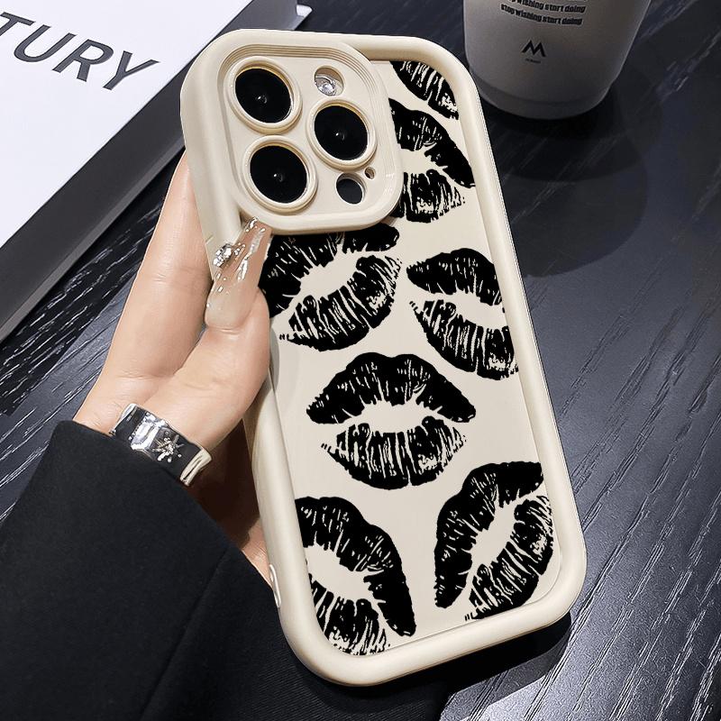 Süße Rosa Lippenabdruck Silikon Weiche Handyhülle Für iPhone 11 12 13 14 15 16 16e 17 Pro Max XS XR X 16 Plus Stoßfeste Süßigkeiten Hülle