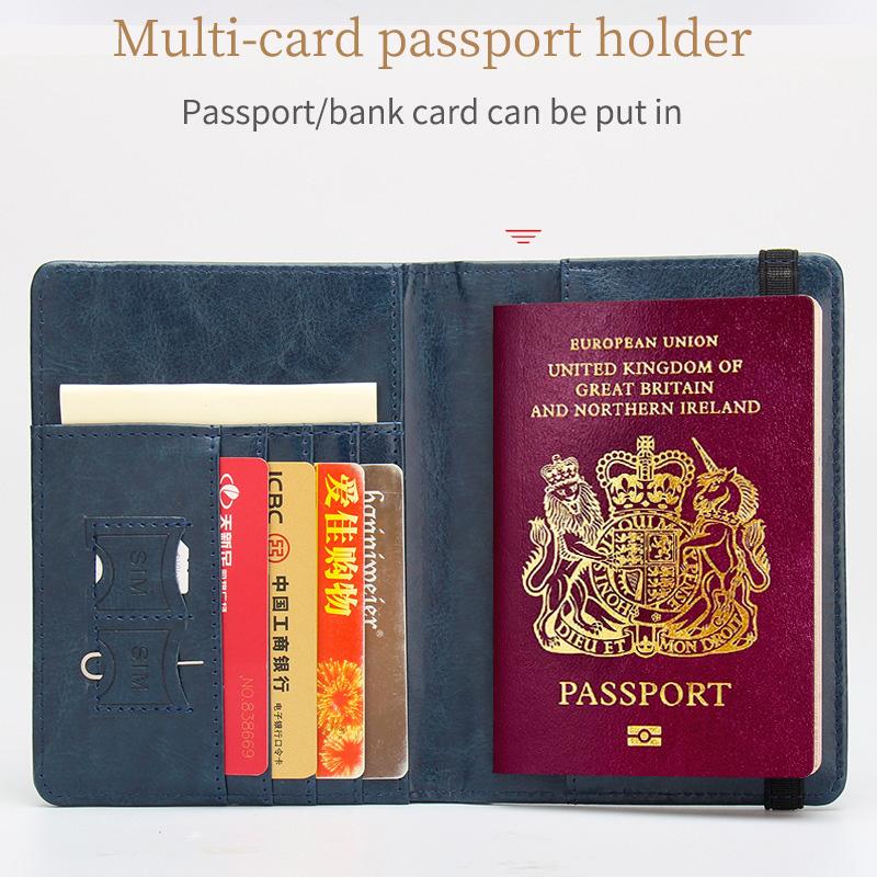 Reisezubehör Britischer Reisepasshülle Blau mit Gummiband Hülle des blauen britischen Reisepasses Französische Wörter