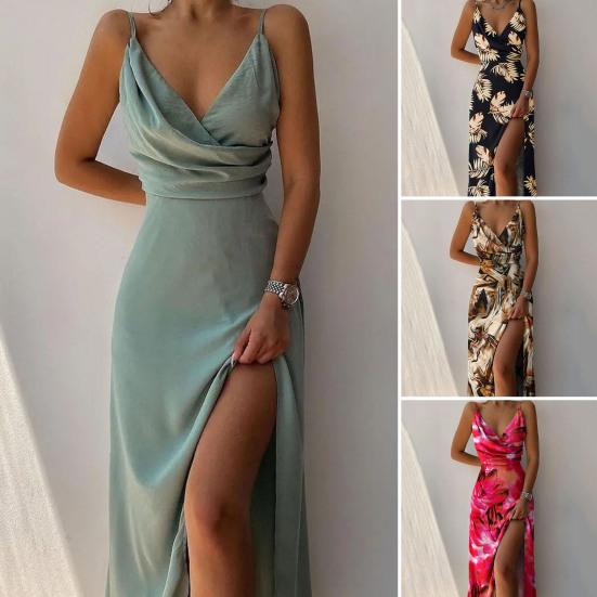 Damenkleid Atmungsaktiv Großer Saum Träger Sommer Bequem zu Tragen Langes Kleid