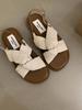 Design sense niche flat sandals shoes women's summer seaside silver cool slippers beach shoes wear Roman women's shoes