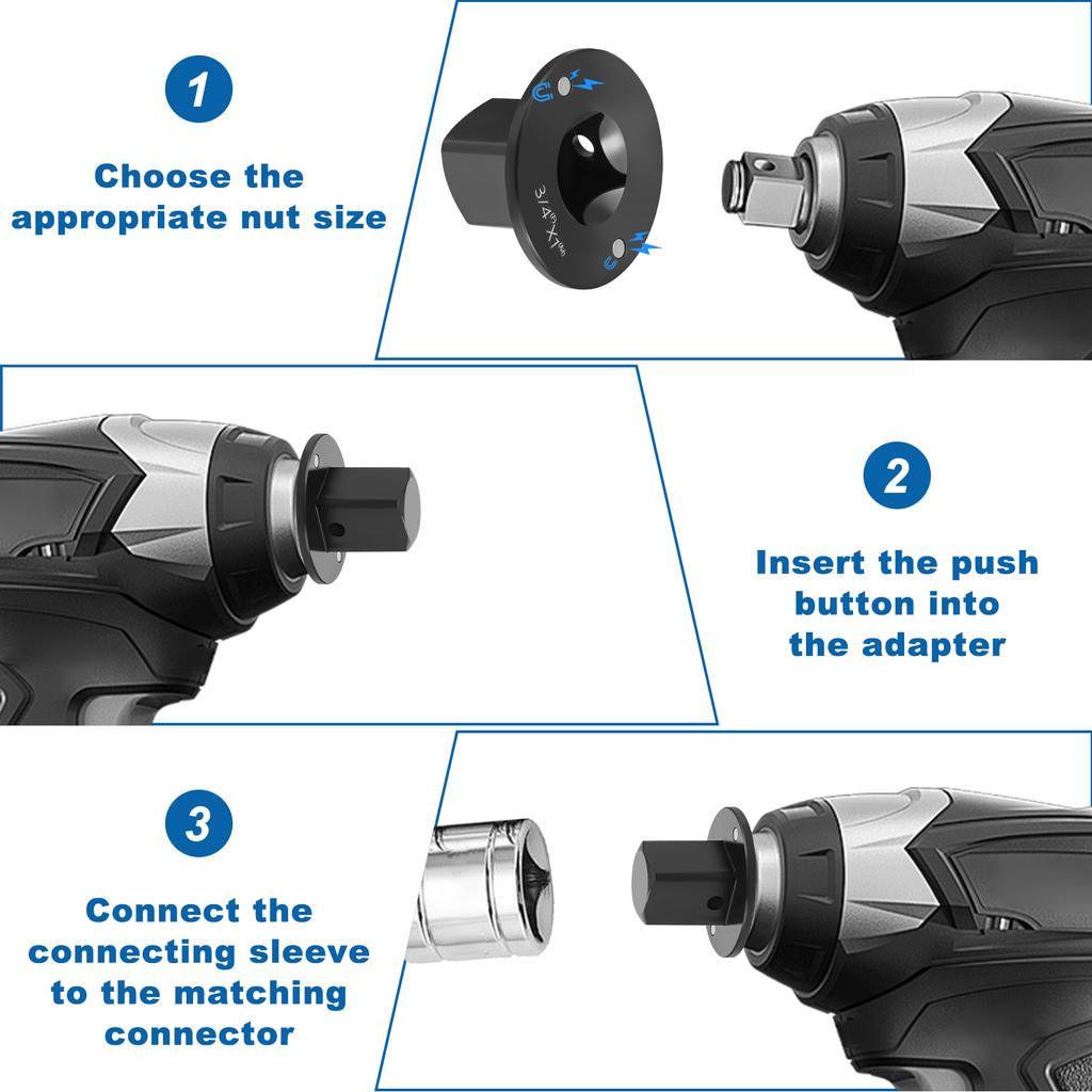 Low-Profile Impact Socket Adapter 1/4" to 3/8", 3/8" to 1/2", 1/2" to 3/4", 3/4" to1" Drive Ratchet Adapter 4 Pcs Socket Adapter