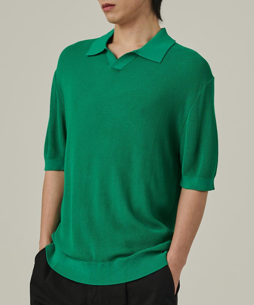 ANALOG MOOD Neff Open Collar Short Sleeve Knit (Green)