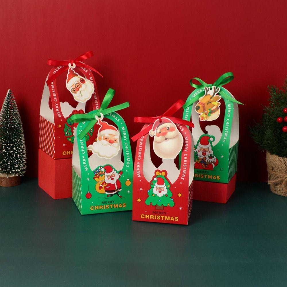5PCS Handheld Gift Box Santa Claus Cookie Food Packaging  Christmas Party Decoration