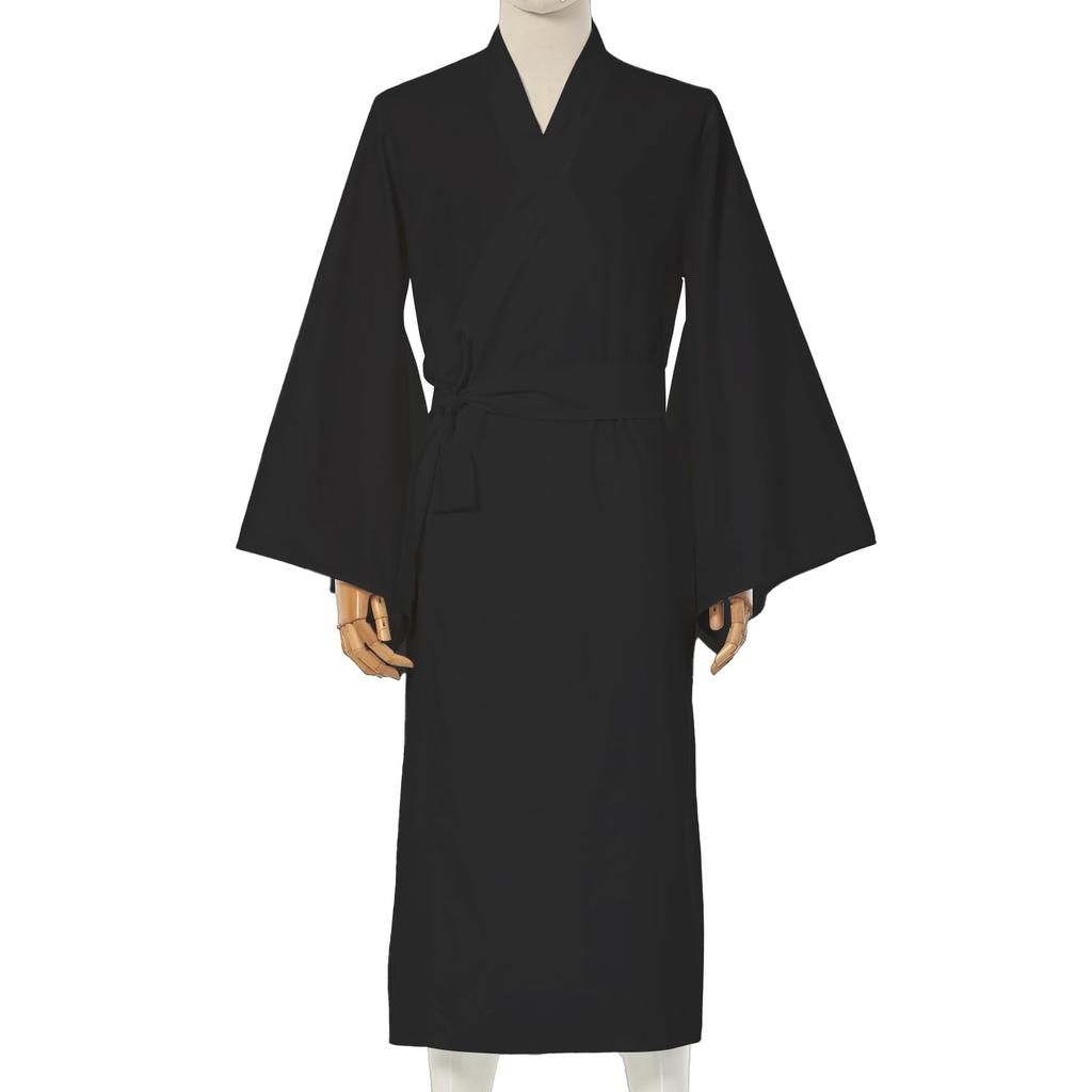 [FAD-4U] Męskie Białe KimonoYukataBiały Szlafrok, 100% Bawełna, Jednolity Kolor, Biały i Czarny, Odpowiedni do Świątyń, dla Mnichów, dla Gentlemanów, Duże Rozmiary