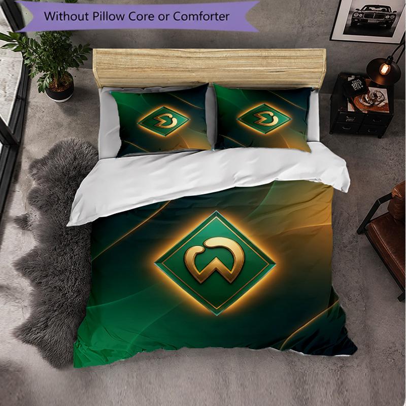 Werder Bremen Football 3 Piece Bedding Set Soft Duvet Cover Set with Pillowcases Printed Bedroom Decor Set for Home