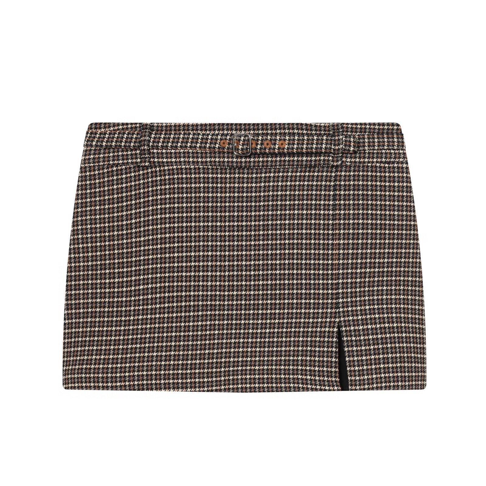 Cross-border women s clothing wholesale, European and American style thousand birds plaid bomber jacket + hip skirt set XS
